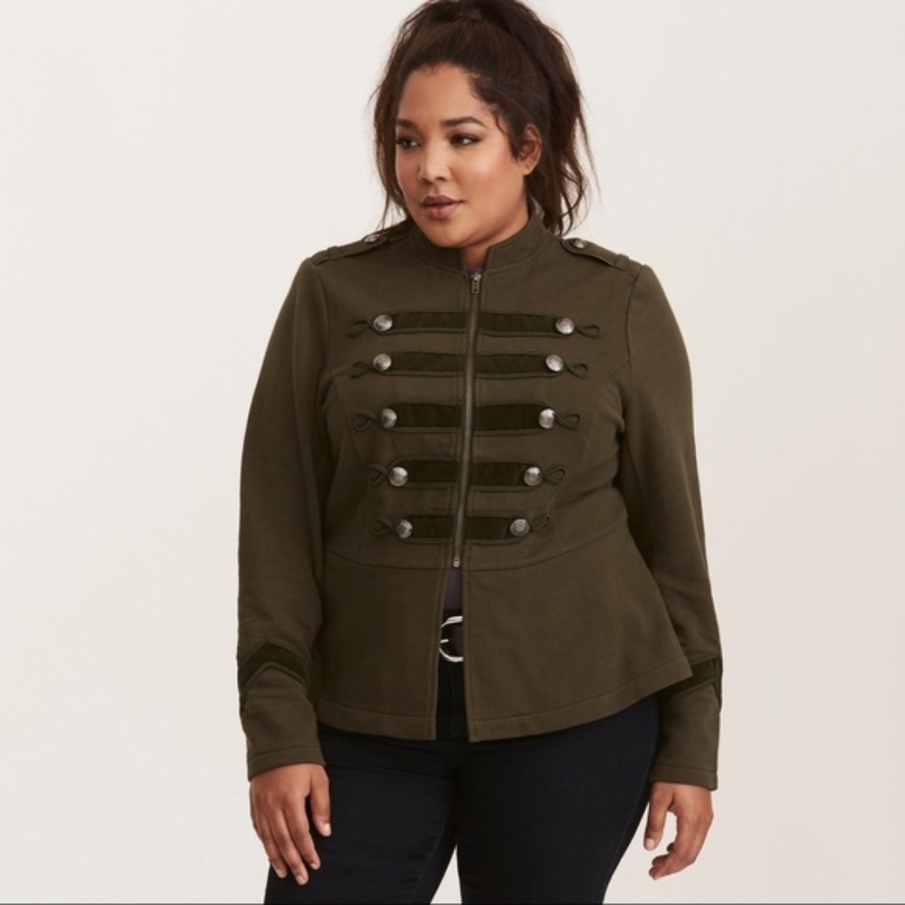 Plus Torrid Embellished Zip Front Military Jacket